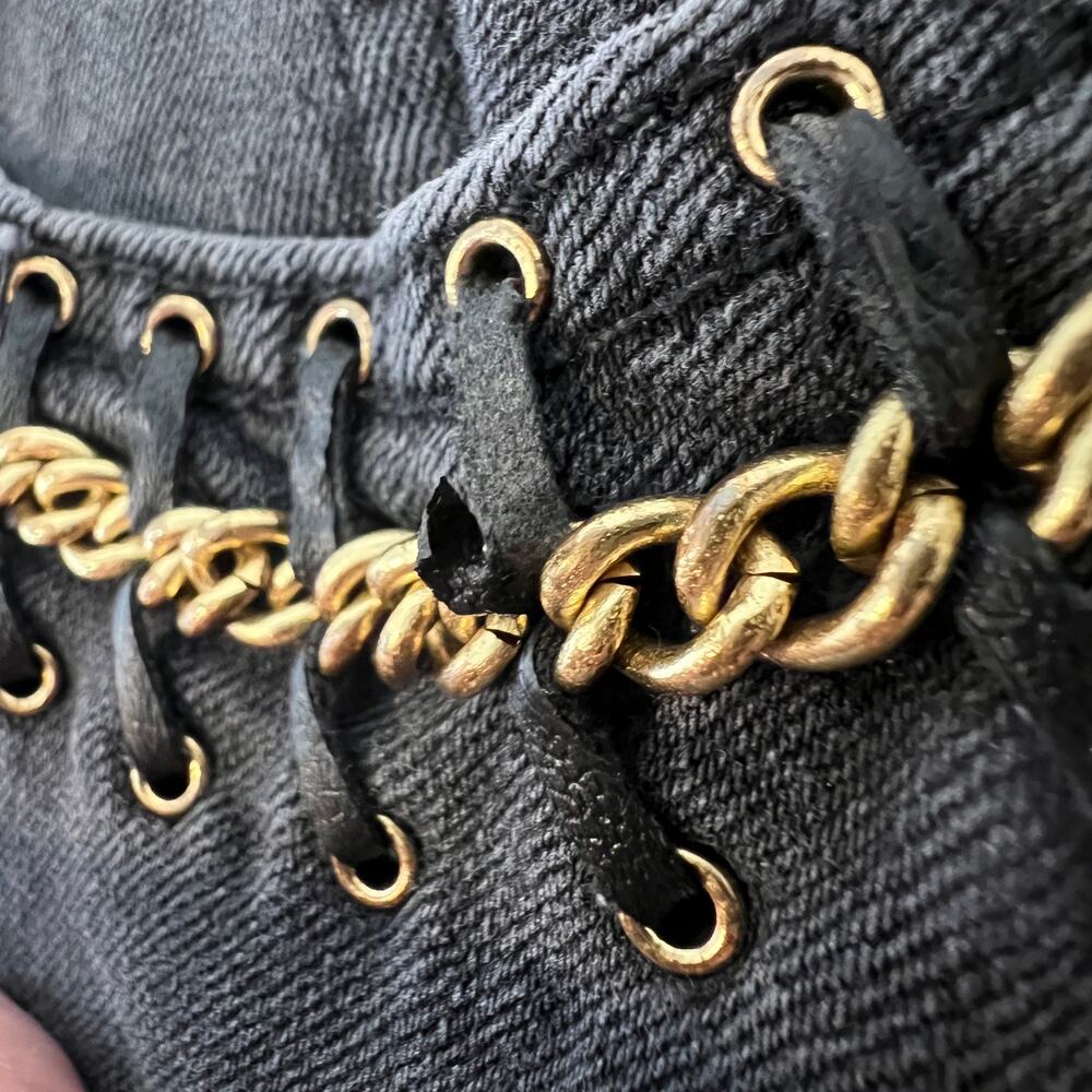 Rock & Republic Berlin Mid Rise Slim Straight Jeans Womens 12M Black Gold Chain - Picture 7 of 12